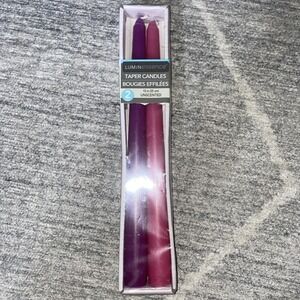Luminessence Taper Candles 10" Pack of 1 Pink 1 Purple New Sealed Unscented